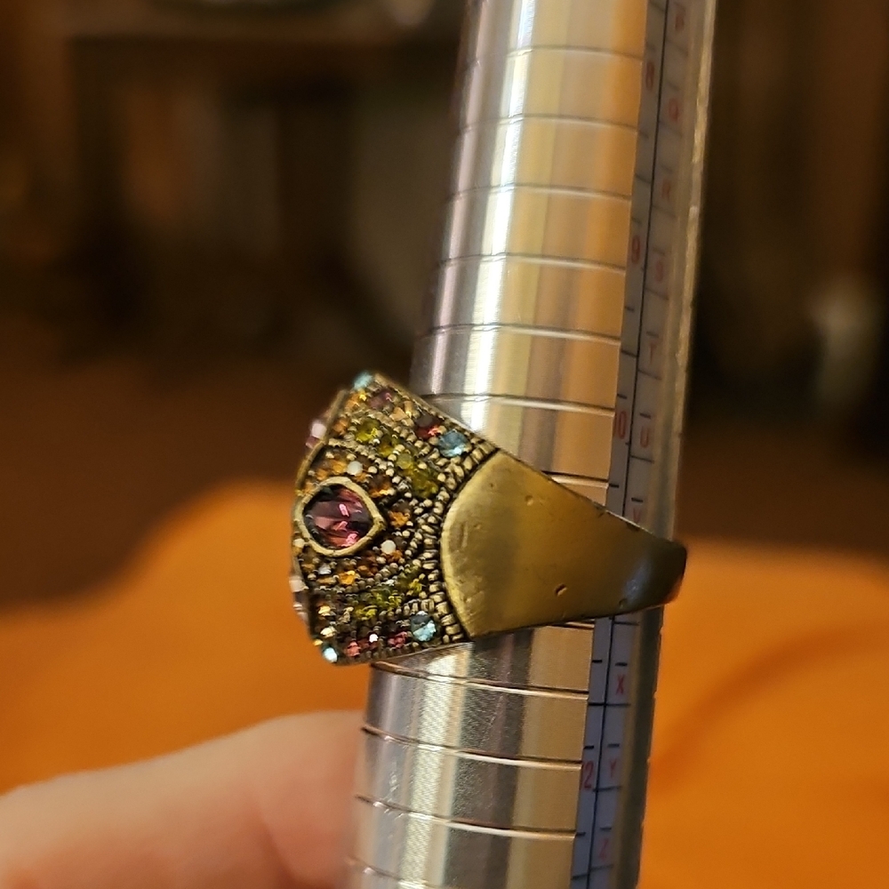 Heidi Daus Multicolor Crystal Dome Ring in Purple and Gold, Size 11 - Picture 7 of 8